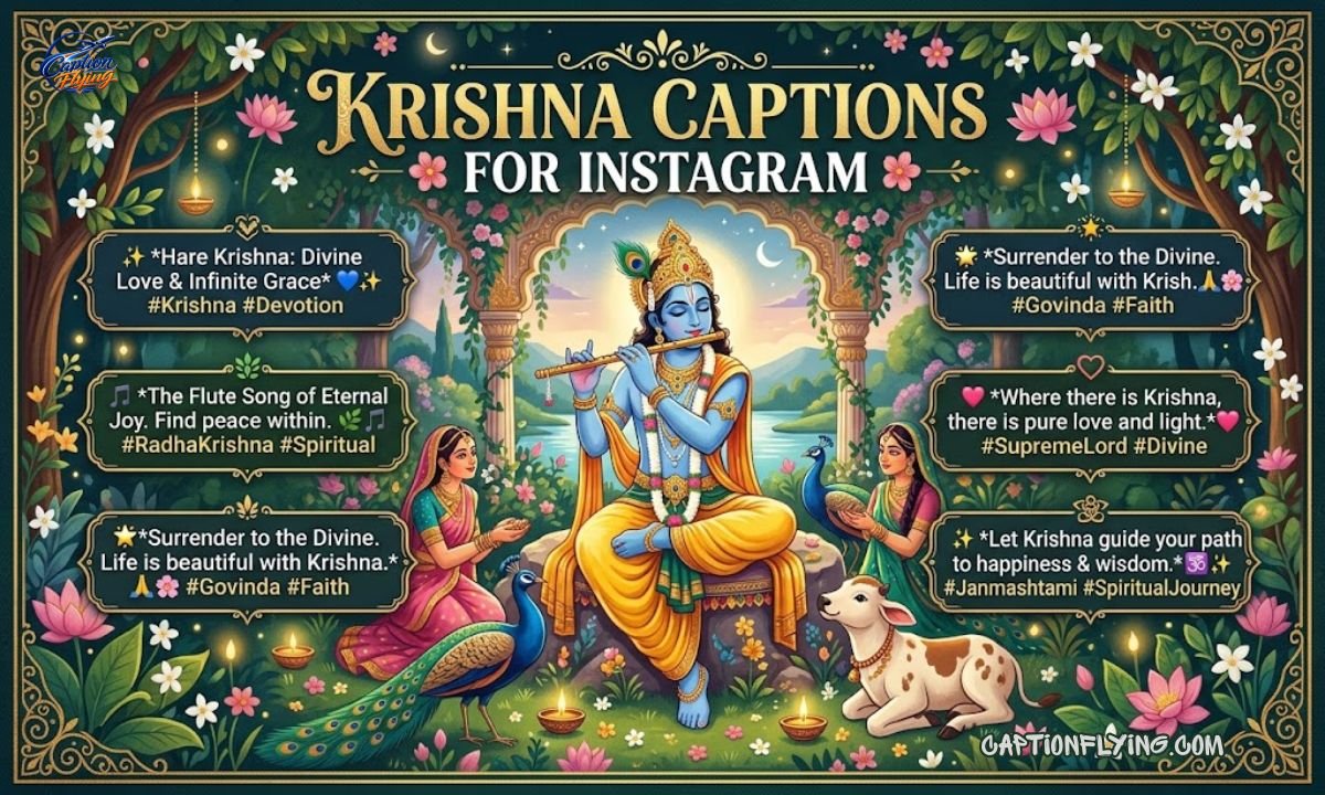 200+ Best Krishna Captions for Instagram | Divine, Devotional & Spiritual Captions 