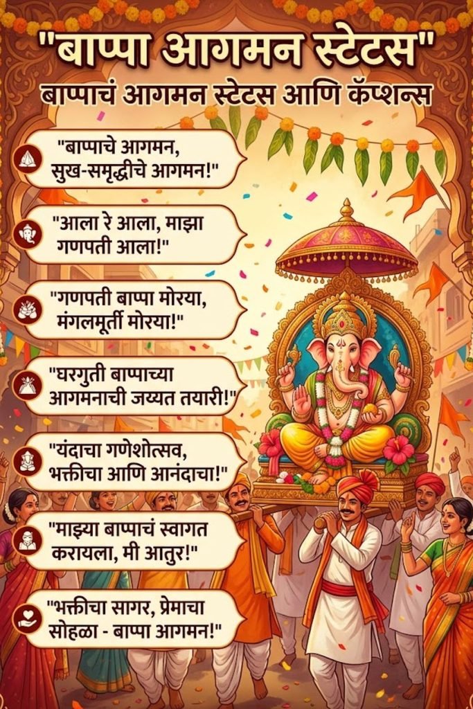 Bappa Aagman Captions in Marathi