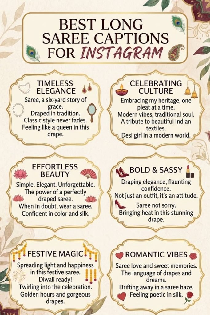 Best Long Saree Captions for Instagram