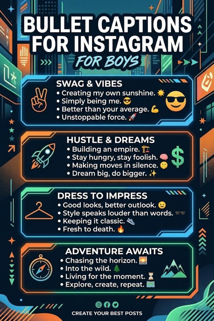 Bullet Captions for Instagram for Boy