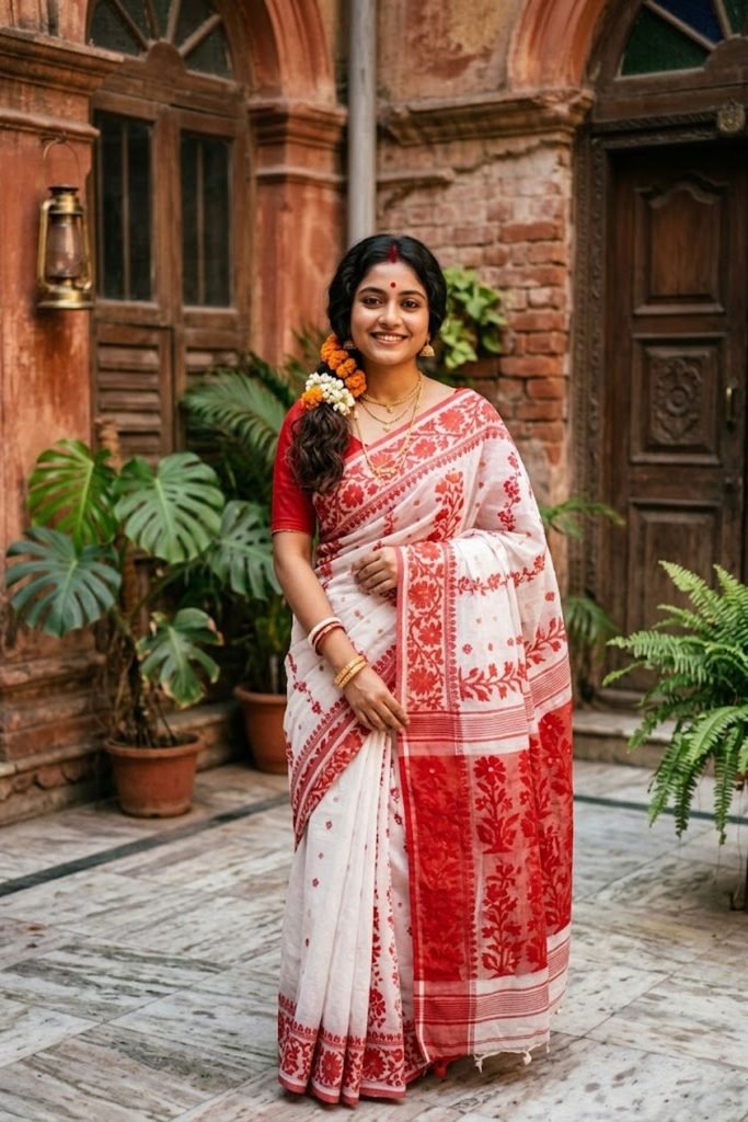 Caption for bengali look in english