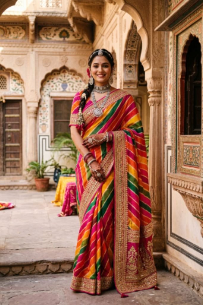 Captions for Rajasthani Saree Look