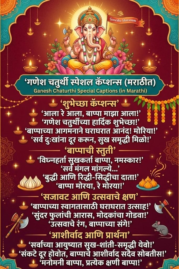 Ganesh Chaturthi Captions in Marathi