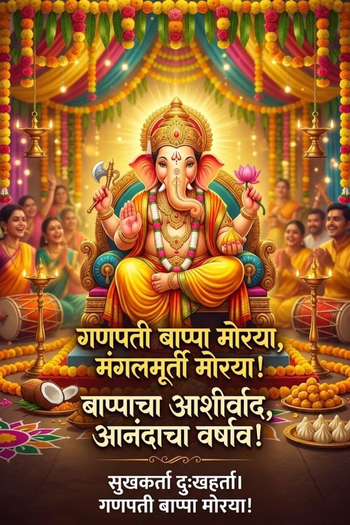 Ganpati Bappa Caption in Marathi Short