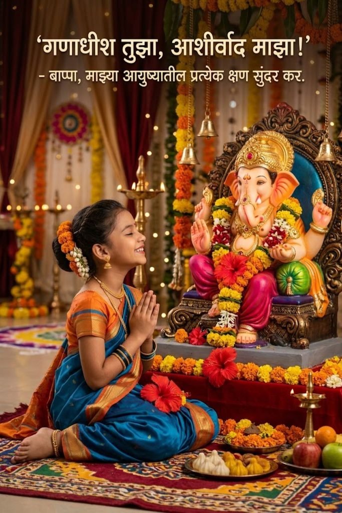 Ganpati Bappa Caption in Marathi for Girl