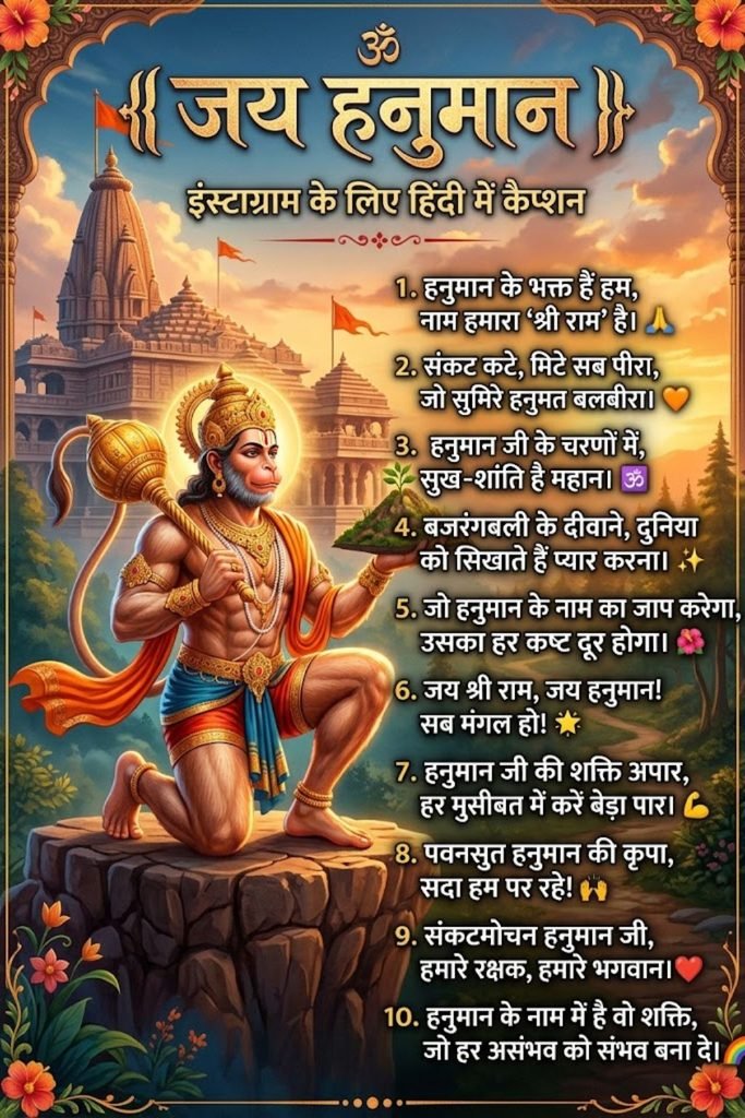 Jai Hanuman Captions for Instagram in Hindi