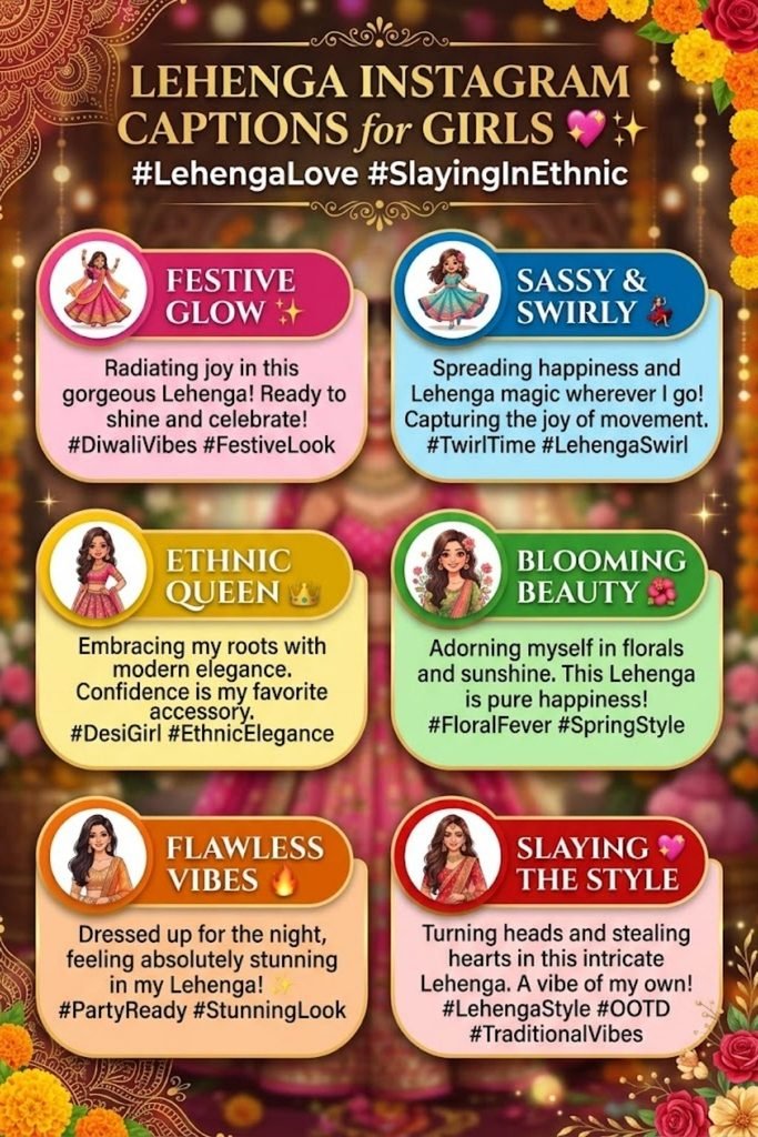Lehenga Instagram Captions for Girls