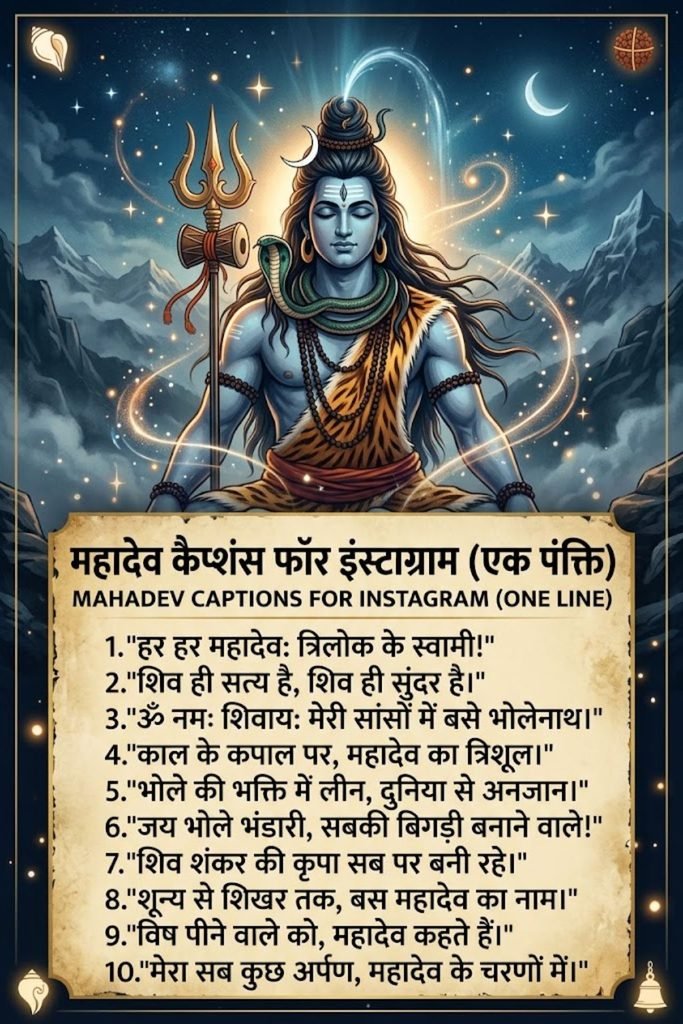 Mahadev Captions For Instagram in Hindi One Line