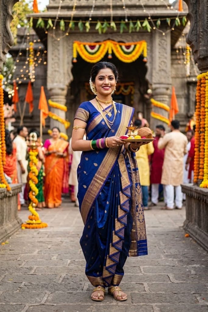 Nauvari Saree Caption Inspirations
