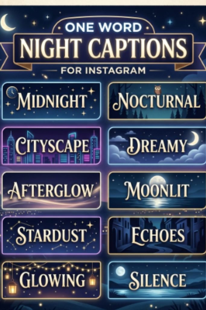 One Word Night Captions for Instagram 🌌