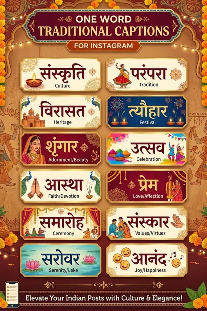 One Word Traditional Captions for Instagram