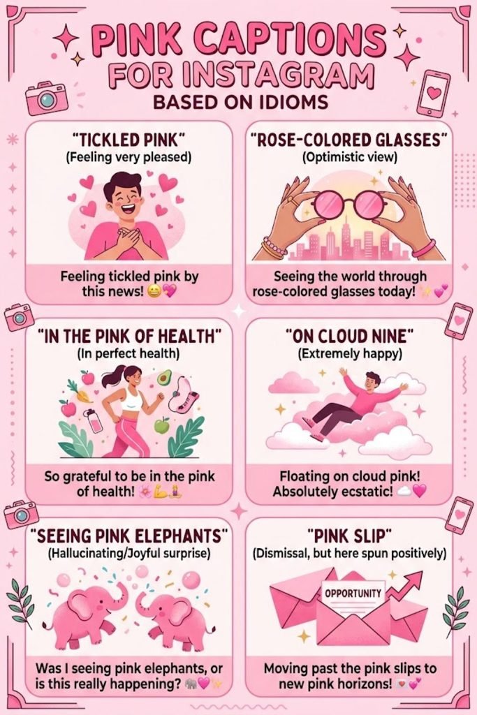 Pink Captions for Instagram Based on Idioms 💭