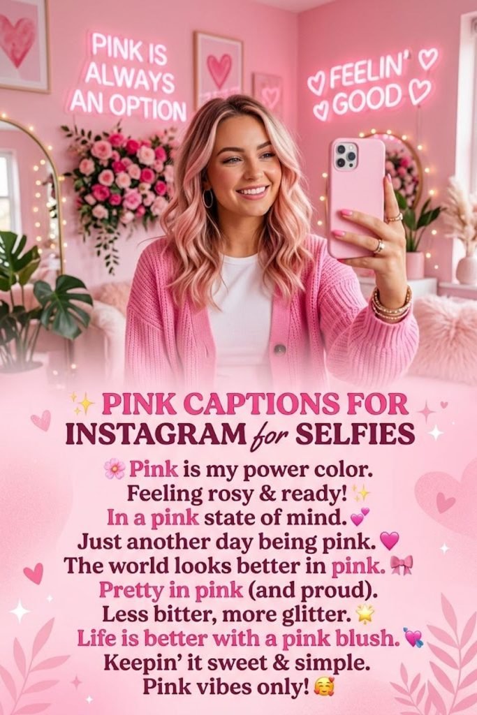 Pink Captions for Instagram for Selfies 📸💗