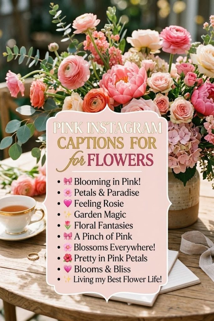 Pink Instagram Captions for Flowers 🌸💗
