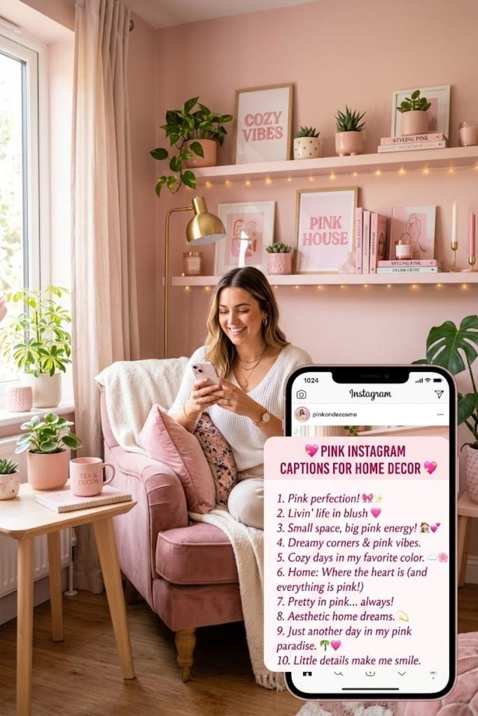 Pink Instagram Captions for Home Decor 🏡💗