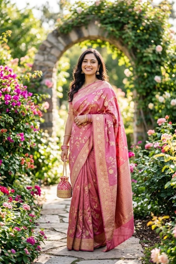 Pink Saree Captions for Instagram 