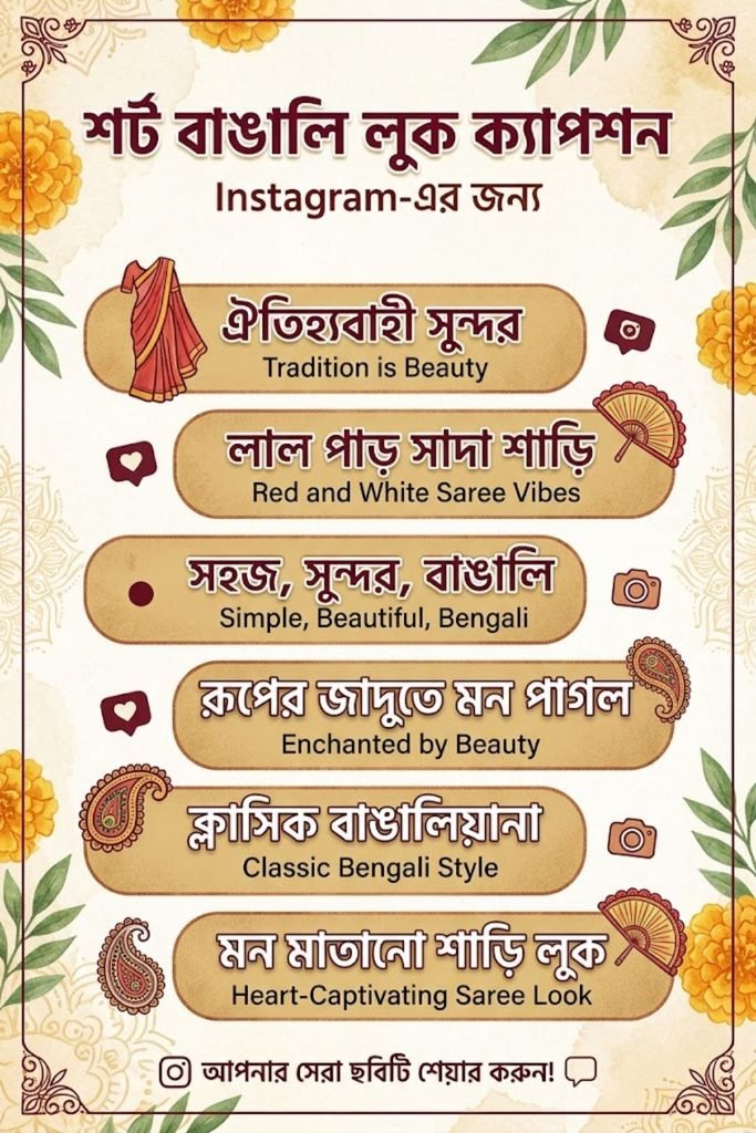Short Bengali look captions for Instagram