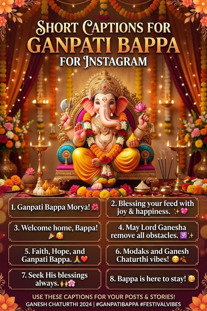 Short Captions for Ganpati Bappa for Instagram in English