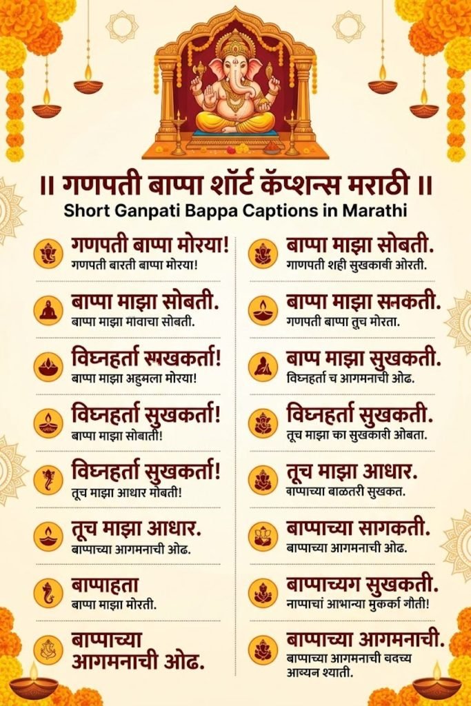 Short Ganpati Bappa Captions in Marathi