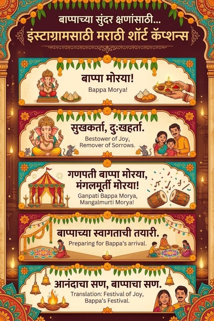 Short Ganpati Captions For Instagram Marathi