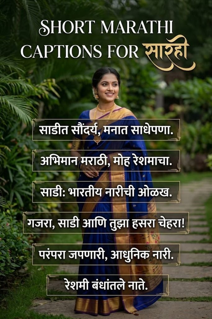 Short Marathi Captions for Saree