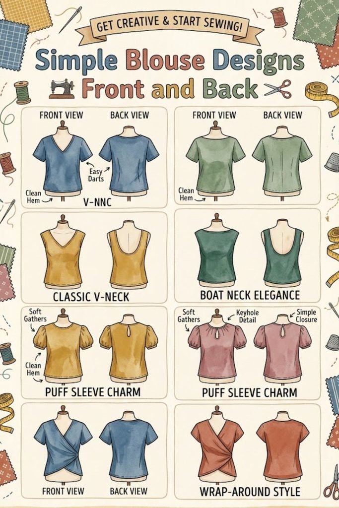 Simple Blouse Designs Front and Back ✂️