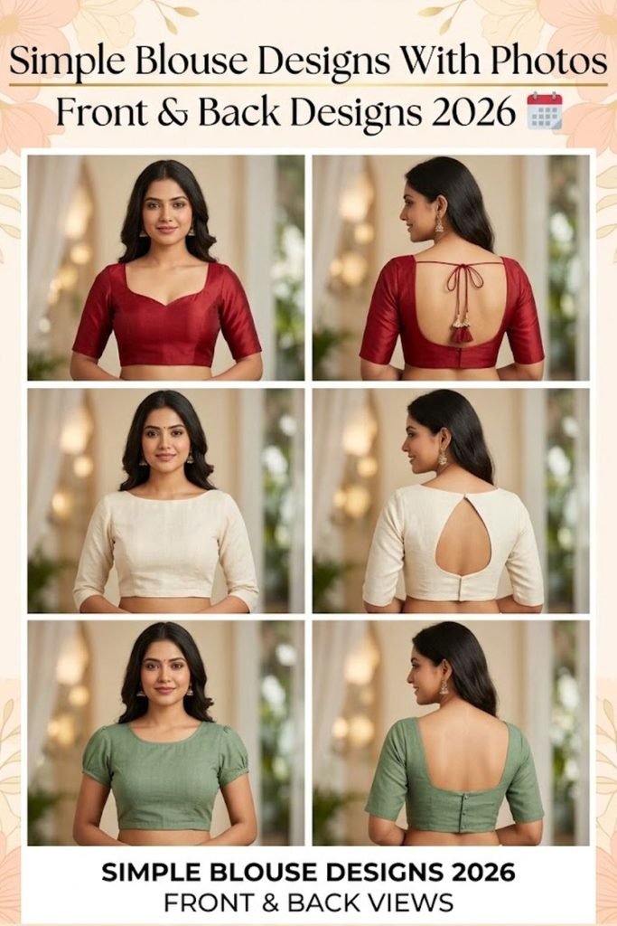 Simple Blouse Designs With Photos Front & Back Designs 2026 🗓️