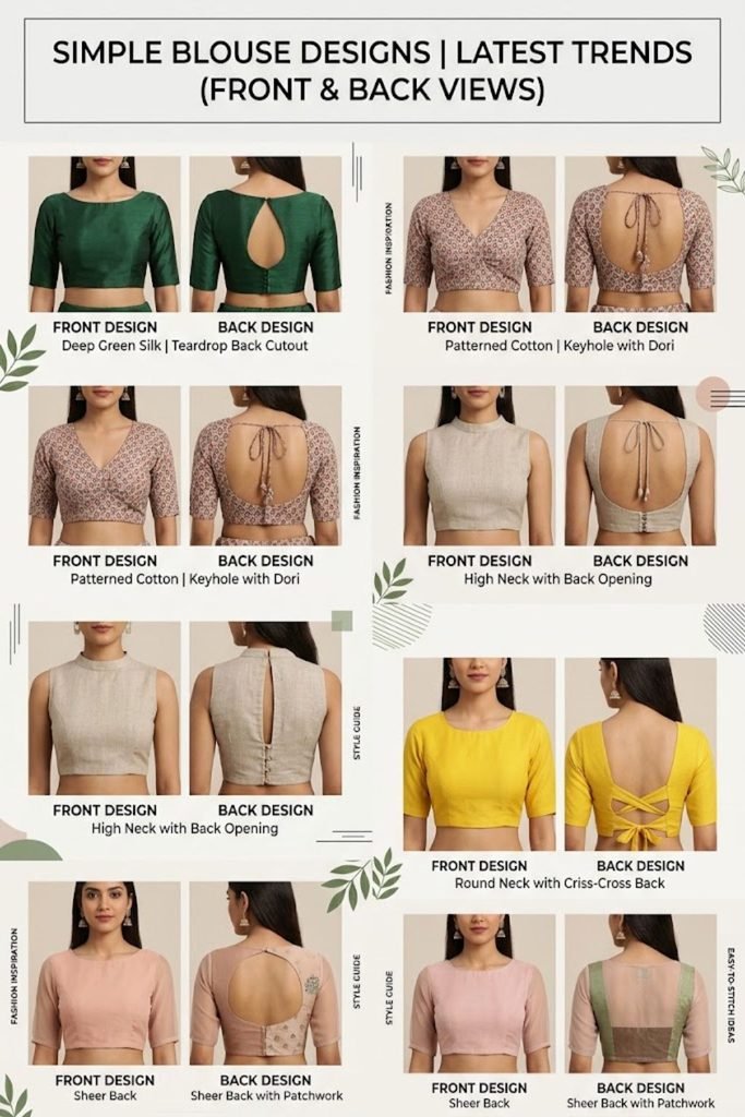 Simple Blouse Designs With Photos Front & Back Designs Latest 📸