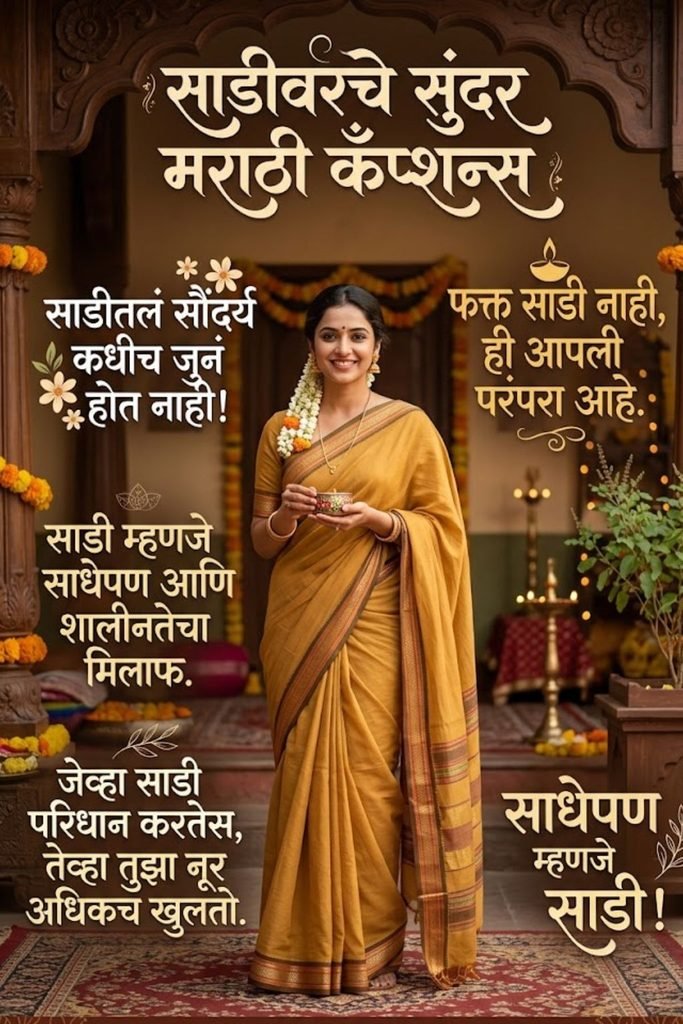 Simple Saree Captions Marathi