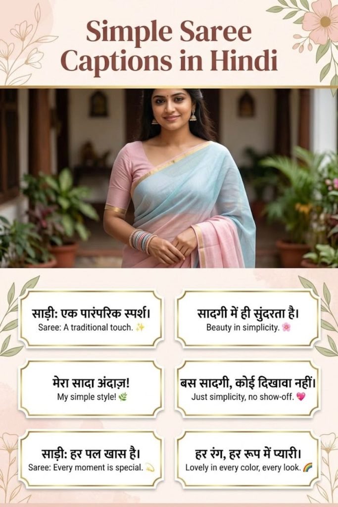 Simple saree captions for instagram in hindi