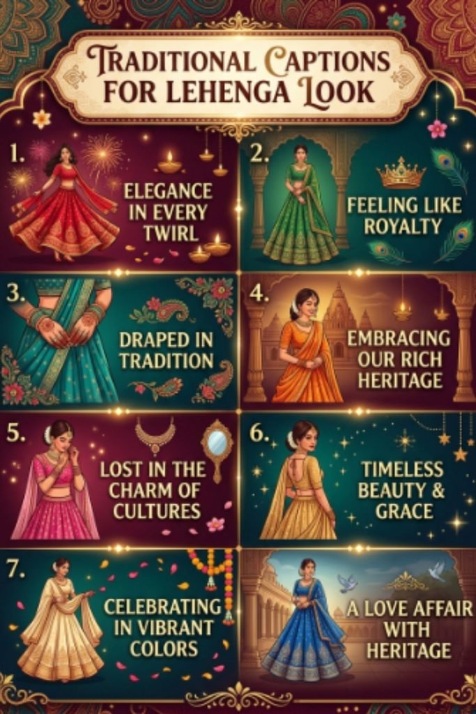 Traditional Captions for Lehenga Look
