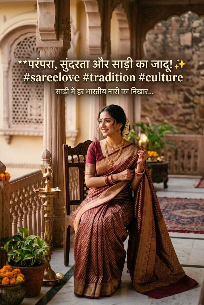 Traditional Saree Caption for Instagram in Hindi