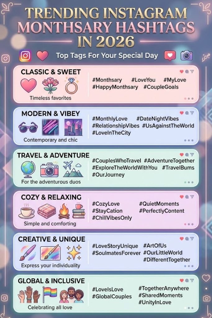Trending Instagram Monthsary Hashtags in 2026 🔖