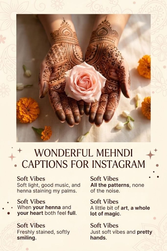 Wonderful Mehndi Captions For Instagram With Soft Vibes