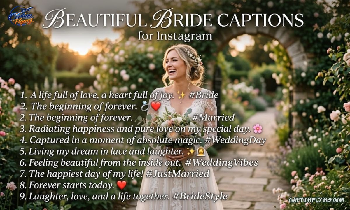 210+ Best Beautiful Bride Captions for Instagram | Bridal, Wedding, Elegant & Cute Captions