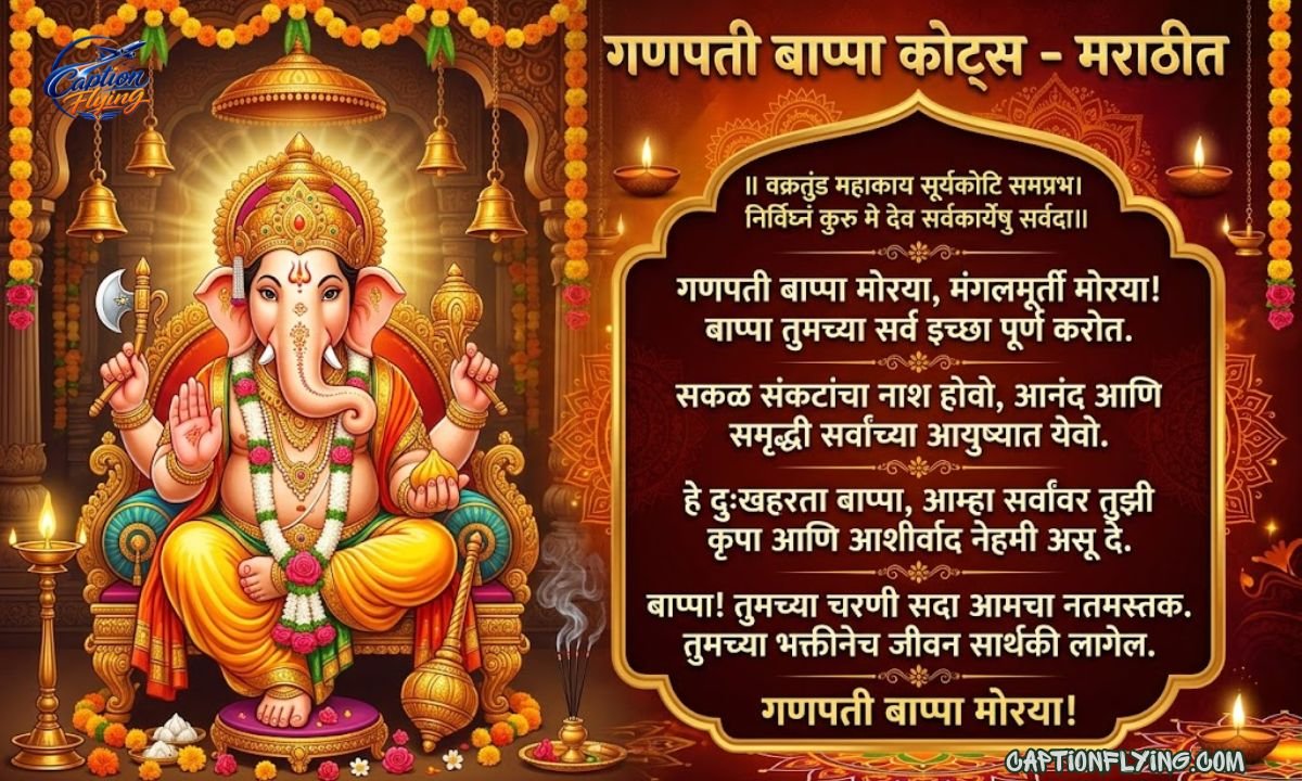 230+ Best Ganpati Bappa Quotes in Marathi | गणपती बाप्पा मोरया, भक्तीमय, प्रेरणादायी & सुंदर सुविचार 