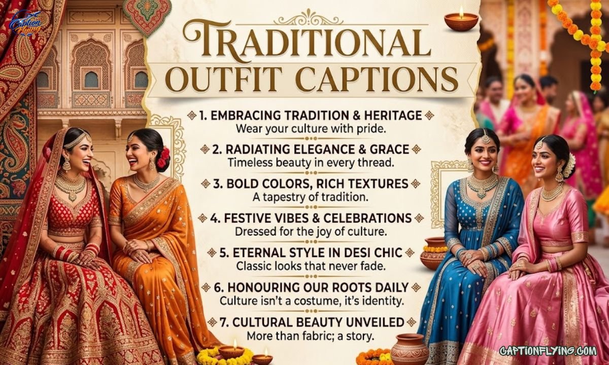 250+ Best Traditional Outfit Captions for Instagram | Ethnic, Stylish, Classy, Cultural & Trending Captions
