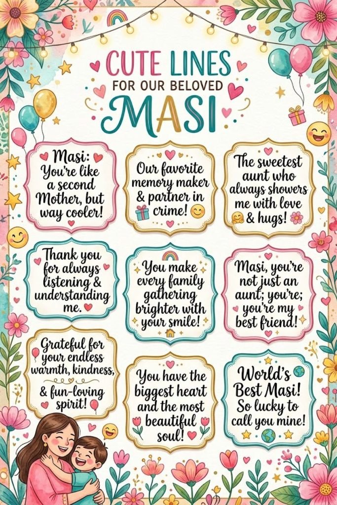 Cute Lines for Masi in English