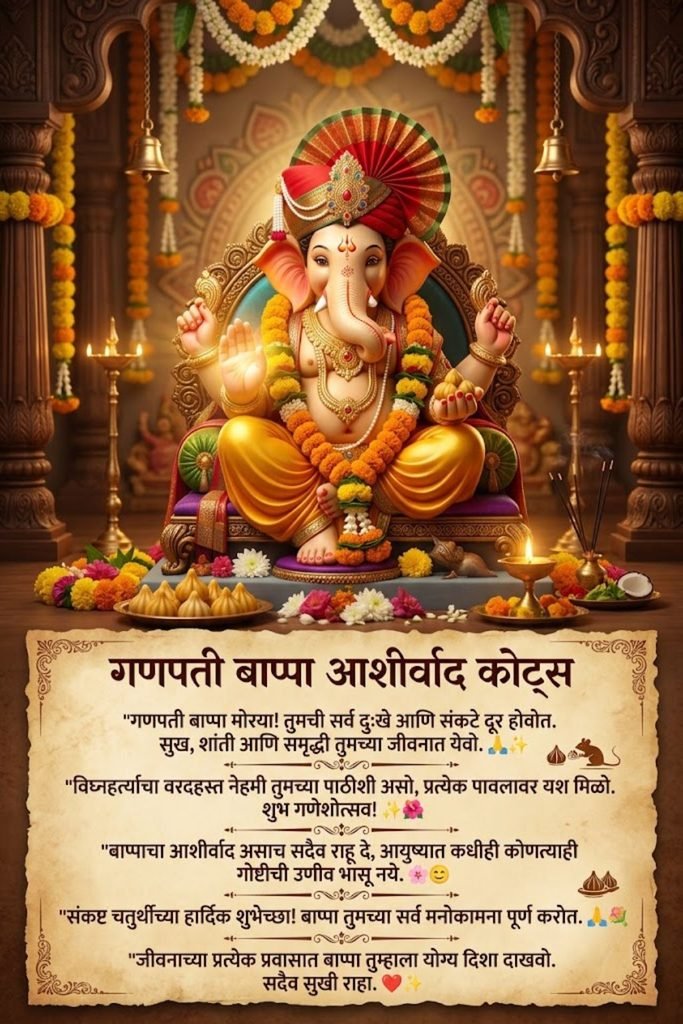 Ganpati Bappa Ashirwad Quotes in Marathi