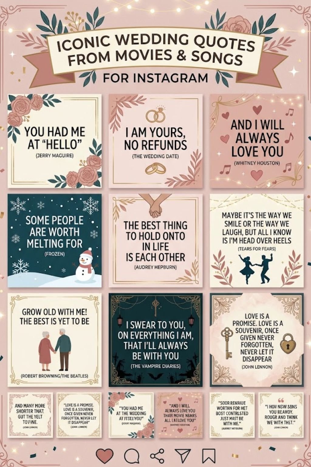 Iconic Wedding Quotes from Movies and Songs for Instagram