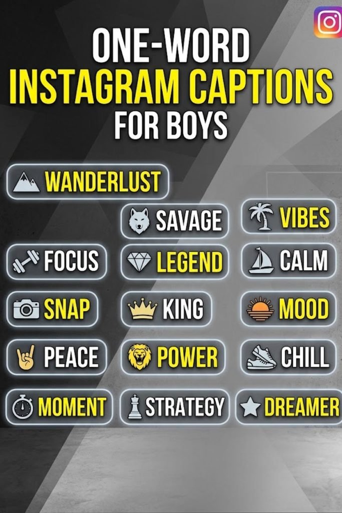 One-Word Instagram Captions for Boys