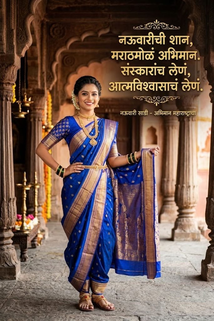 Powerful Marathi Caption for Nauvari Saree Style