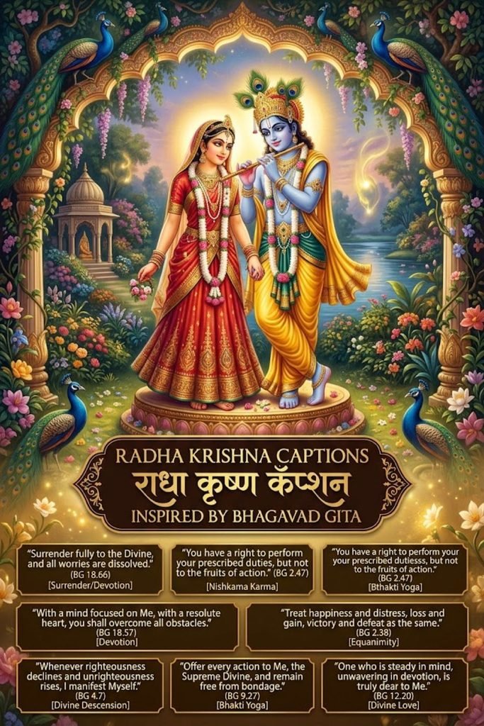 Radha Krishna Captions Inspired by Bhagavad Gita