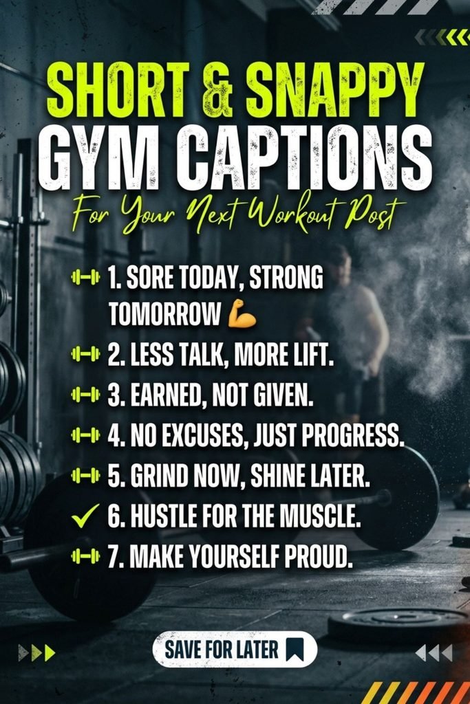 Snappy and Short Gym Captions For Instagram