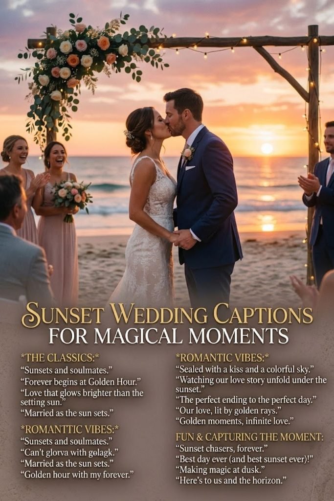 Sunset Wedding Captions for Magical Moments