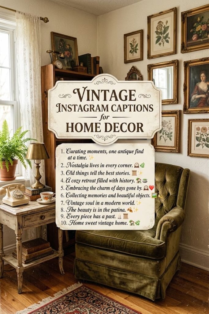 Vintage Instagram Captions for Home Decor